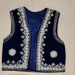 Velvet Blue / Silver Embroidered Kid's Vest Sz6